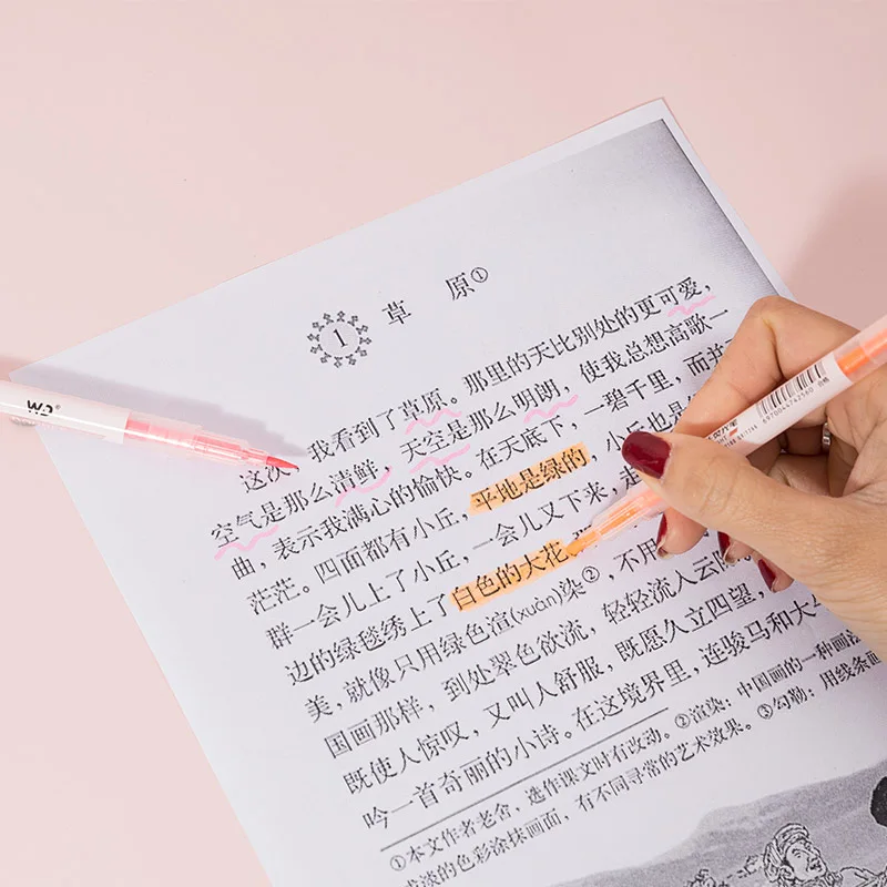 Оптовая продажа, ручка-хайлайтер, плоская форма, пастельный цвет, Набор цветных разноцветных хайлайтеров, ручка на заказ