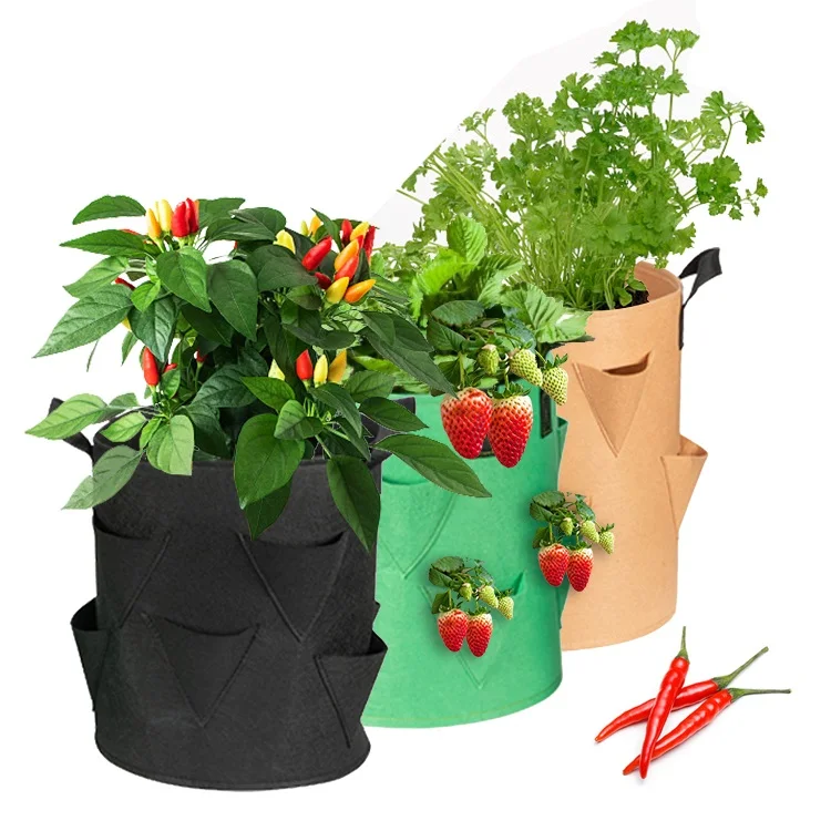 5 7 10 Gallon Vegetable Strawberry Potato Container Grow Bag Plant Nursery Pots