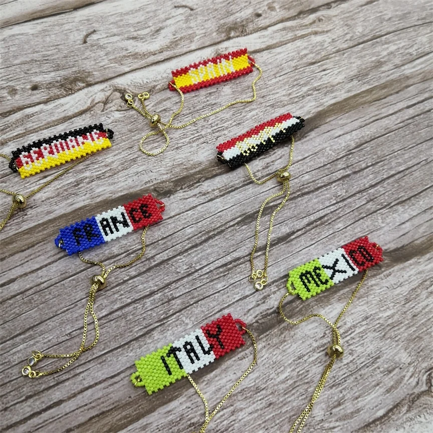Moyamiya wholesale miyuki  delica custom national flag colorful bracelet mexico italia Egypt spanish handmade bracelets