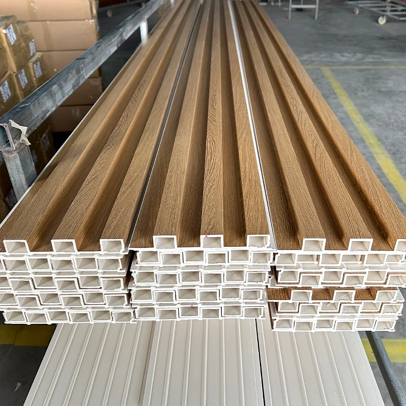 wood grain 3d pvc wall cladding 195*27 wpc fluted wall panel
