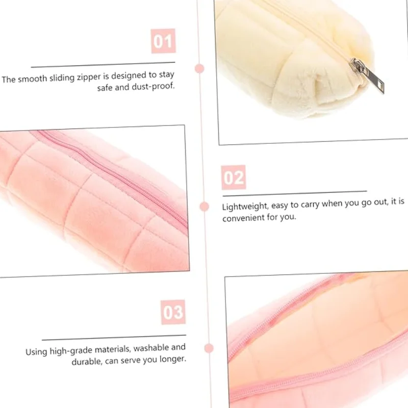 Kawaii Pencil Case Creative Pillow Bag School Supplies Stationery Box Cosmetic Bag  Zipper Pencil Pouches Soft Small Bag Flannel