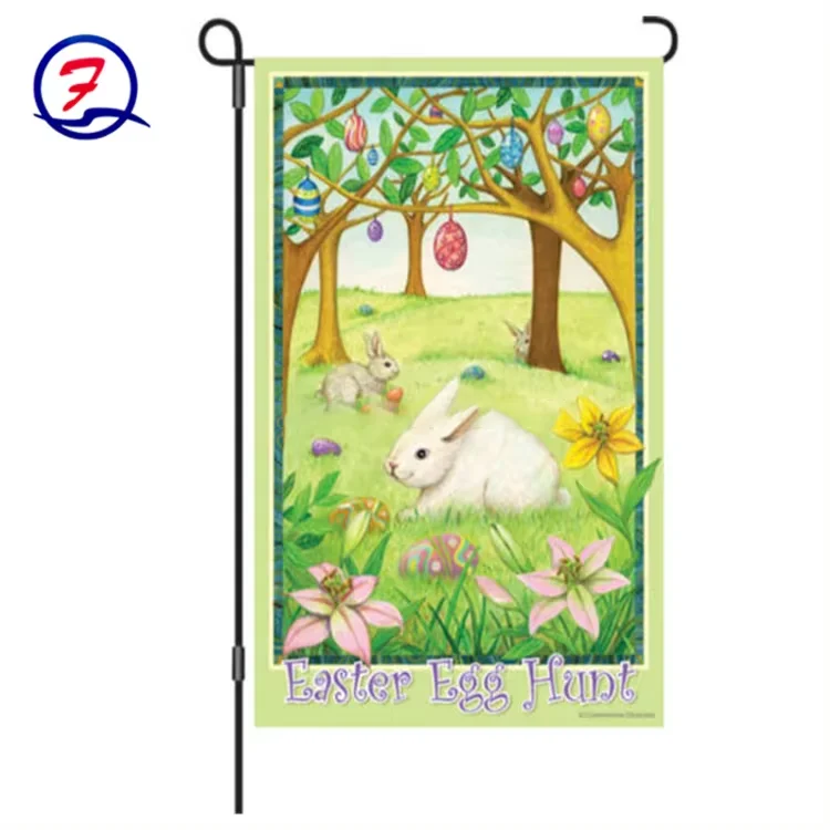 Manufactory Outdoor Decorative Banner Valentine Days Fall Winter Garden Flag with metal Stand Holder