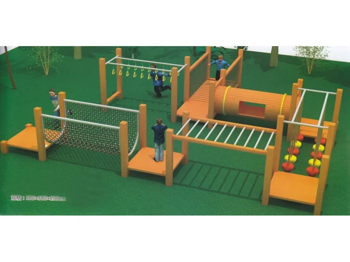 Garden Fitness Kindergarten Wooden Climbing Frame Swing Bridge Drilling Hole Crawling Children_8