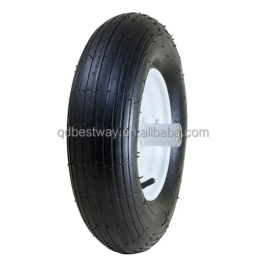 8 in. Dia. x 16 in. Dia. 500 lb. capacity Centered Wheelbarrow Tire Rubber 4.80/4.00-8