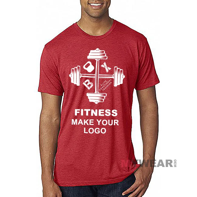 Custom gym sport fitted tshirt fitness wear cotton polyester spandex cheap t shirt