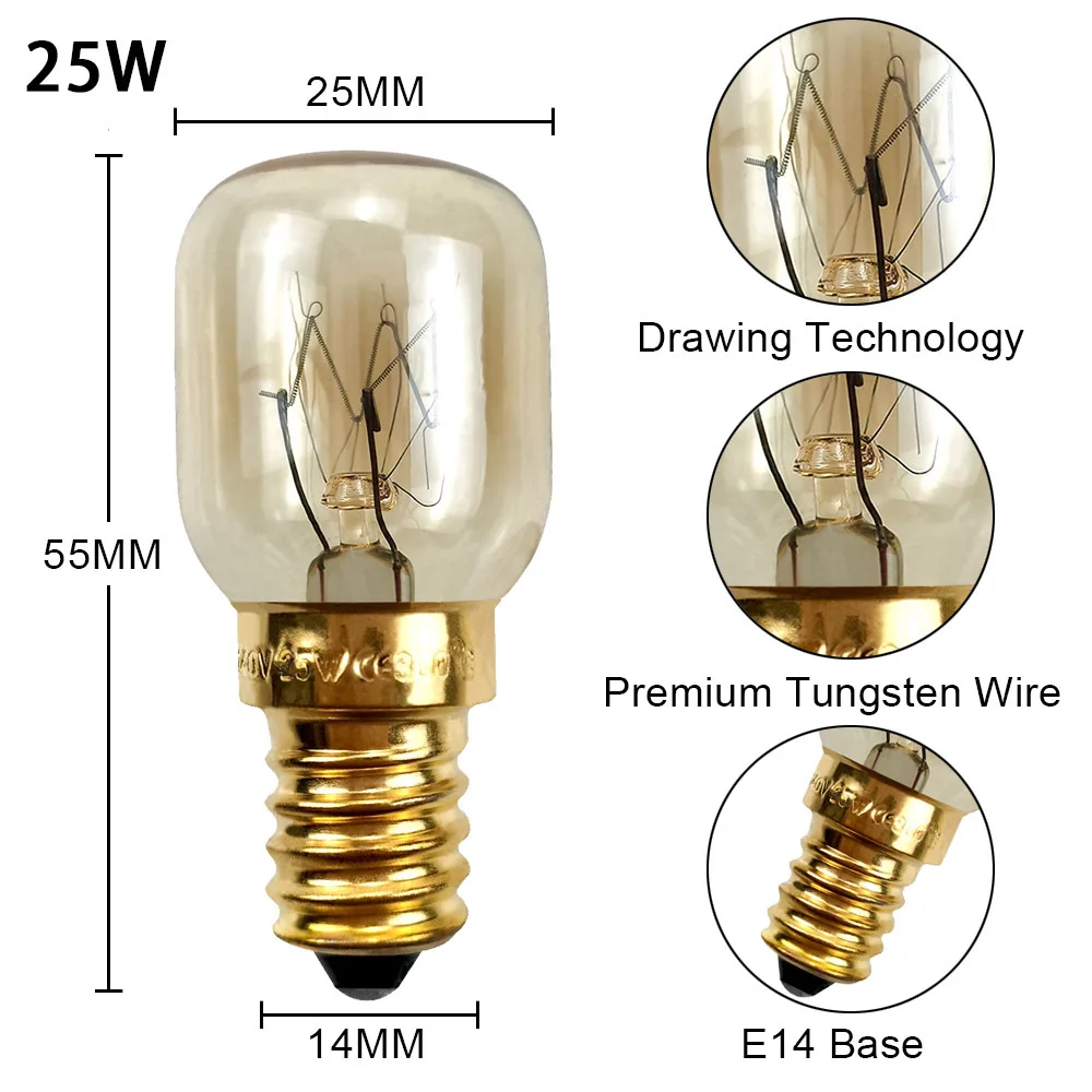 America  E14 E12 Oven bulb  microwave Light salt crystal lamp  300 degree high temperature incandescent bulb