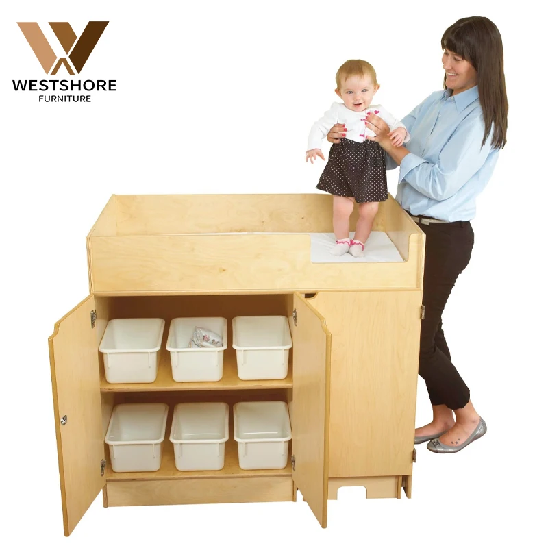 Daycare Center Kindergarten Baby Changing Table Children Preschool Furniture Sets Nursery Infant Diaper  Nursery Changing Table