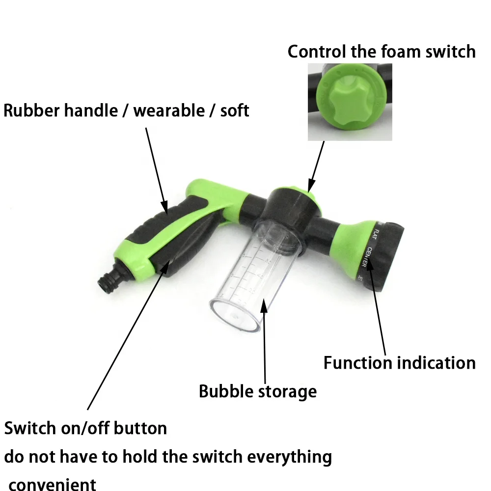 Hot Selling High Pressure Car Wash Foam Water Spray Gun Garden Hose Nozzle Pressure Cleaning Car Wash Vehicle Cleaning Car