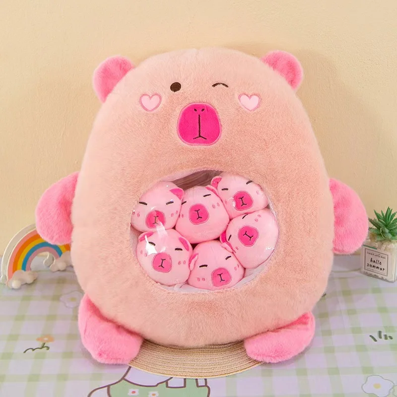 Pink Capybara Pillow Plushie Stuffed White Bunny Rabbit Style Snack Pillow A Bag Of Mini Dinosaur Soft Dolls Grey Koala Cushion