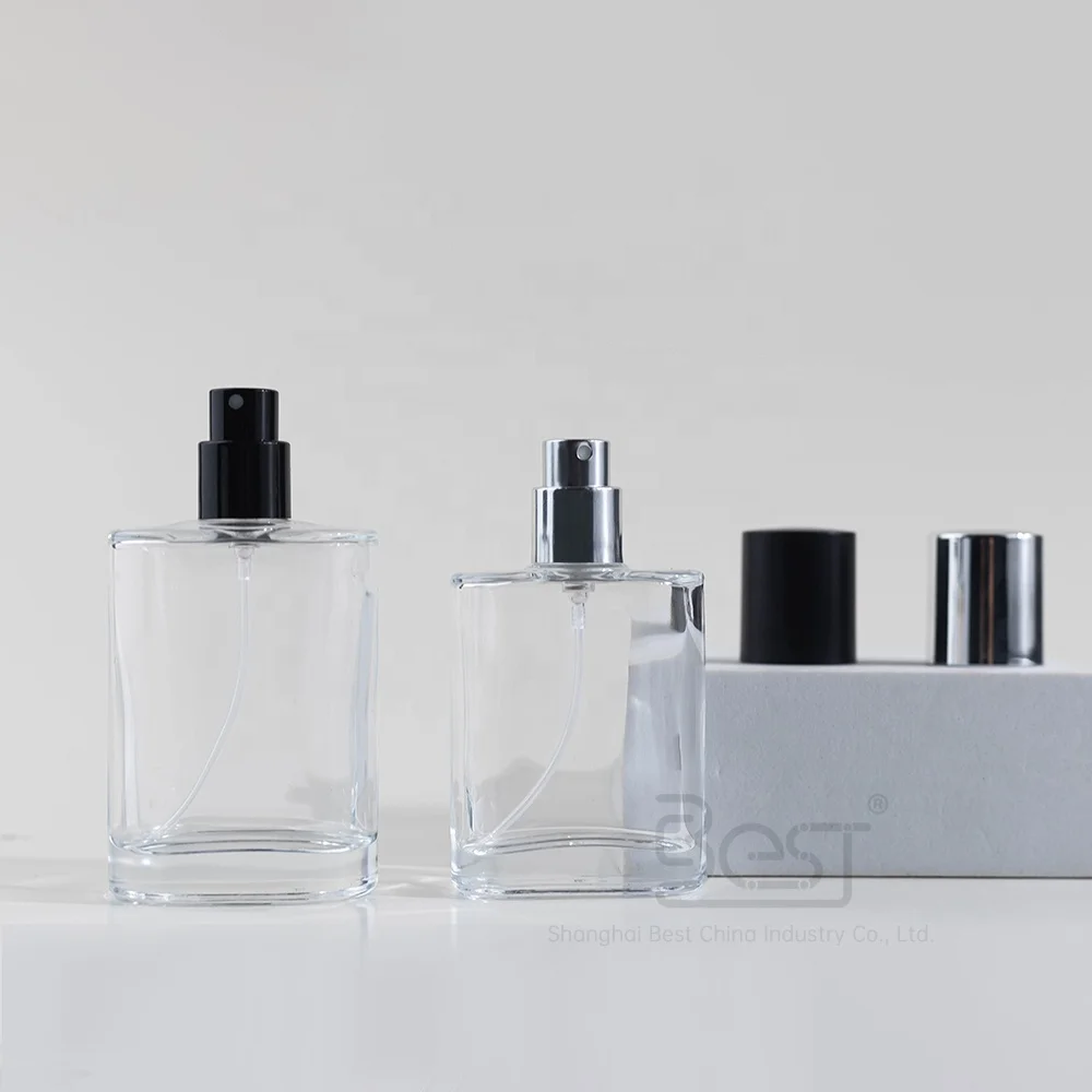 Classic Wholesale Transparent High Quality Round Spray Special 30ml  50ml Glass Perfume Bottle with  Aluminum Pump Sprayer