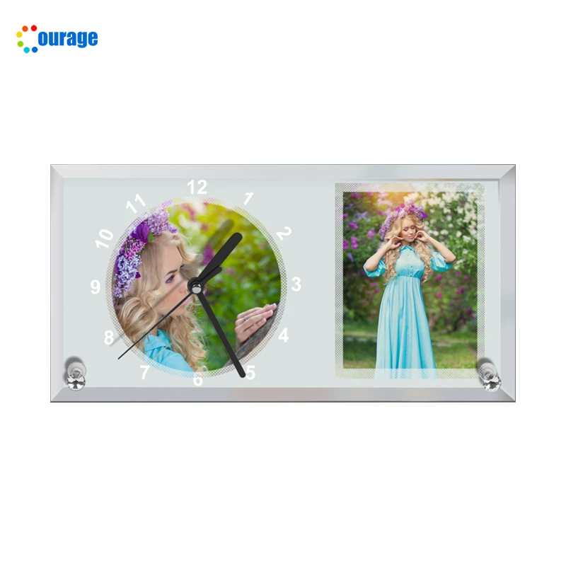 High quality decorative sublimation glass photo frame clock blanks BL-11