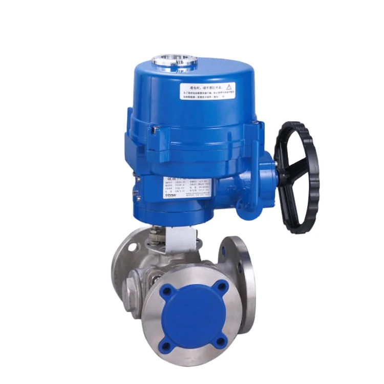 COVNA 3 Way Stainless Steel Explosion Proof Electric Ball Valve Regulation Type Electric Flange Ball Valve