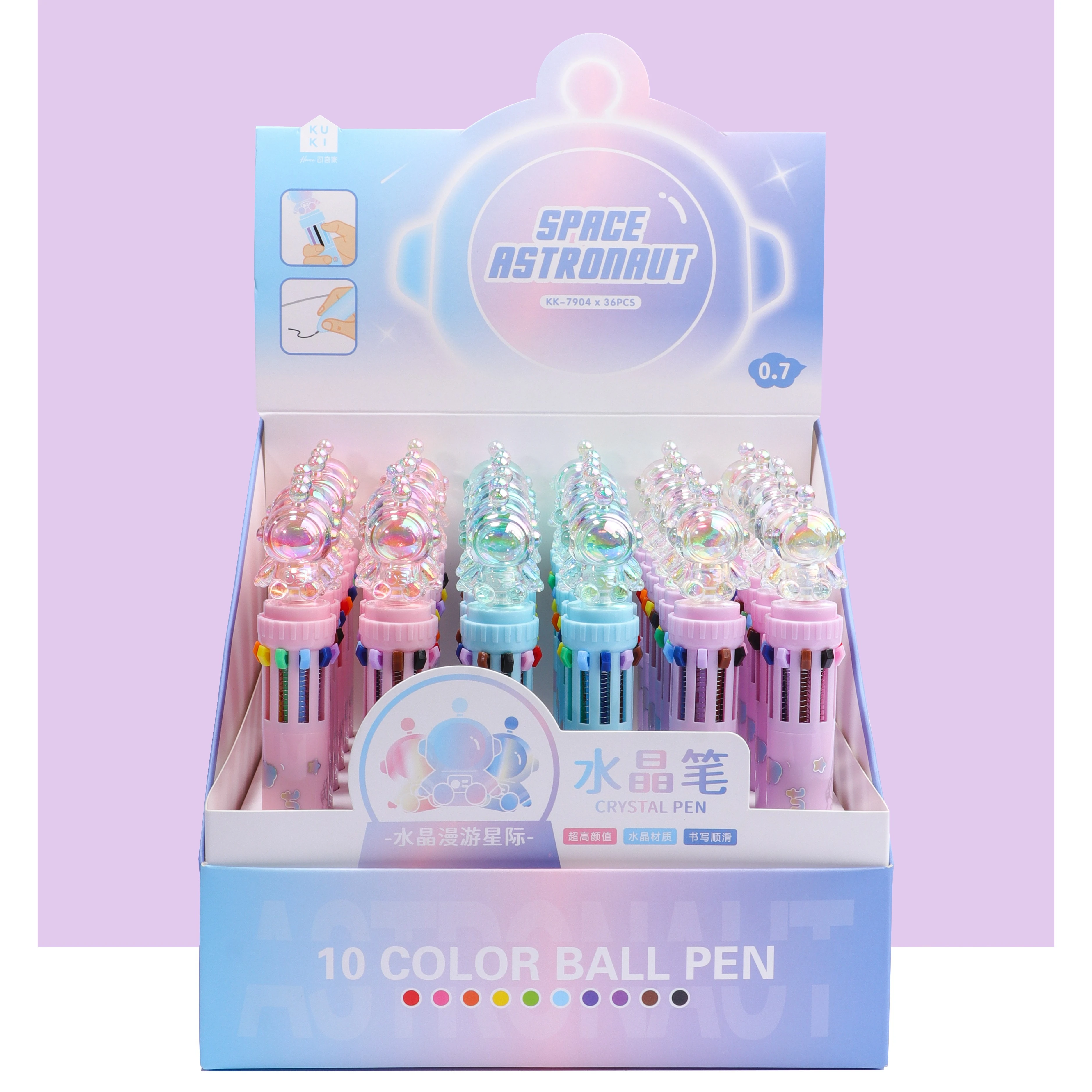 Multi-color cartoon pens retractable 10 color multi-function cute  pens  creative cute utiles escolares