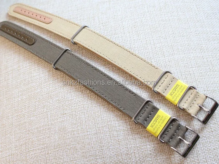 High quality stylish army green and khaki canvas watch strap 20/22/24mm