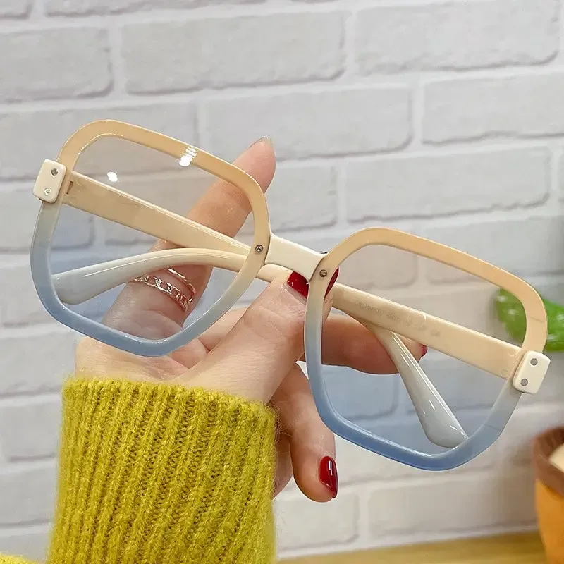 New trend Irregular sun glasses Designer Color gradient Ocean lenses Large square rimless luxury glasses