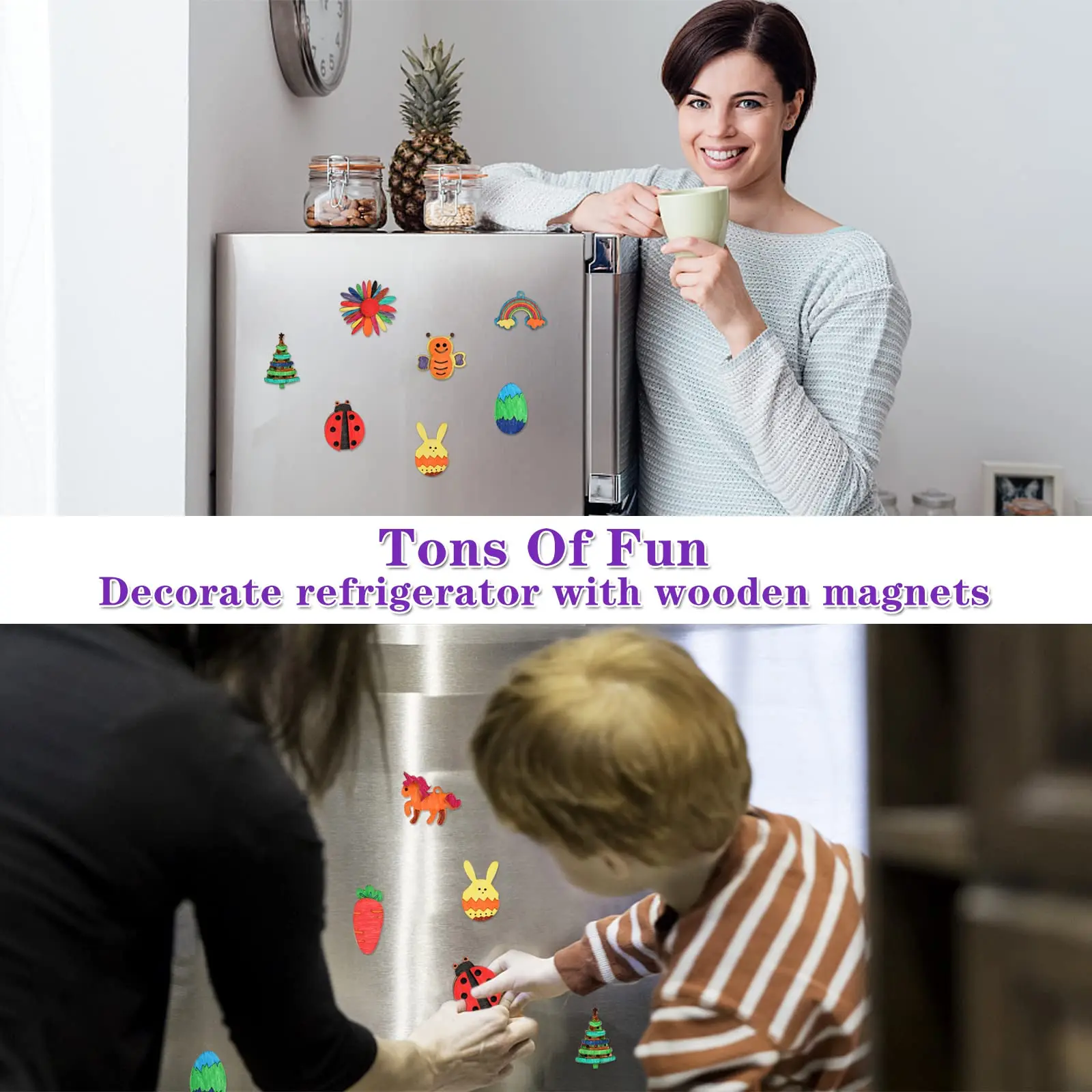 DIY Wooden Art Craft Magnets 36 pcs Painting Kit for Kids Party Favors for Boys Girls Birthday Gift