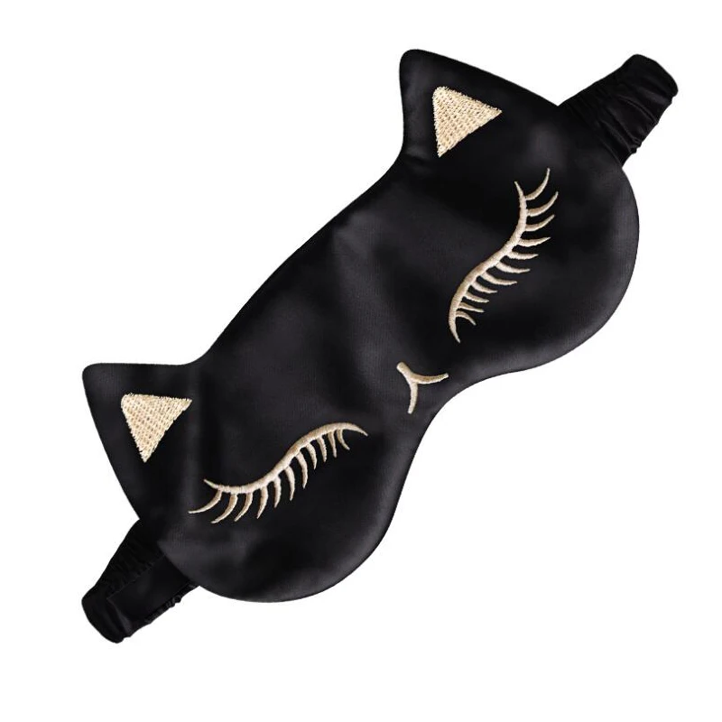 custom logo luxury beauty cat silk eye mask for sleeping