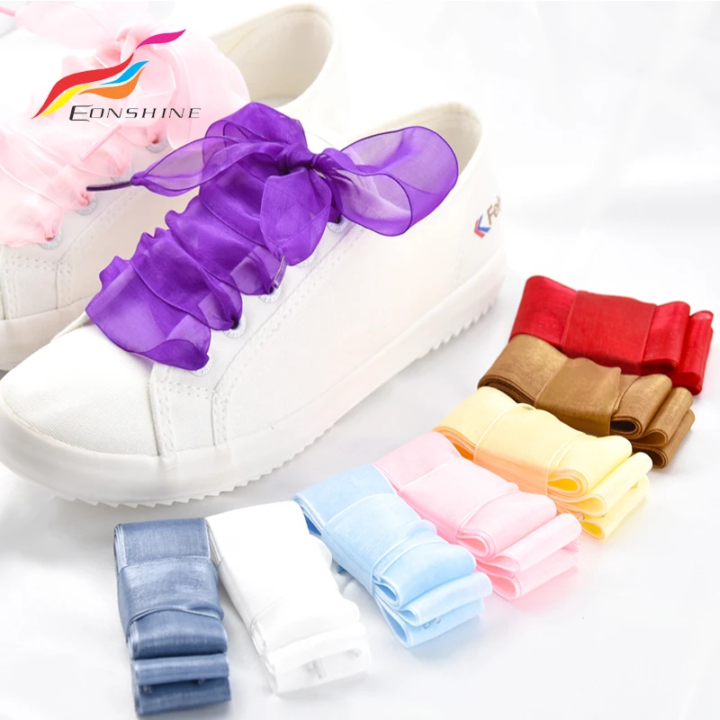 Transparent Silk Shoe Lace 4cm Chiffon Shoestring Organza Sheer Ribbon Shoelaces for Girls