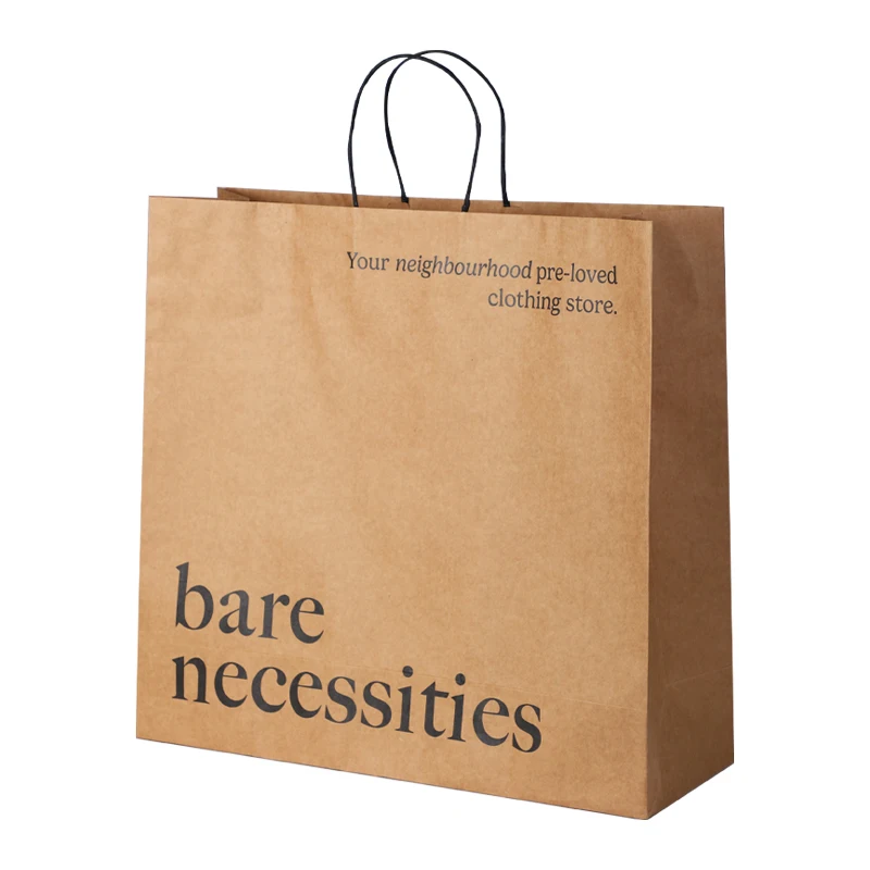 Custom Printed Paper Bags  Luxury White Kraft Paper Gift Bag With  Handles For clothing Shopping Bag With Your Own Logo