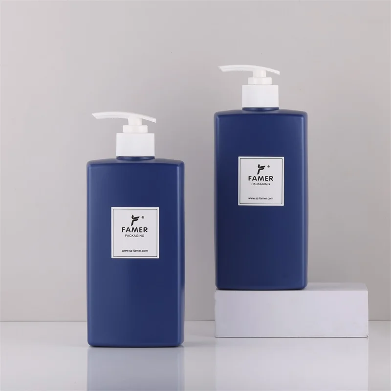 OEM Custom Design Biodegradable straw wheat HDPE Refillable Empty Cosmetic Containers 500ml square bottle