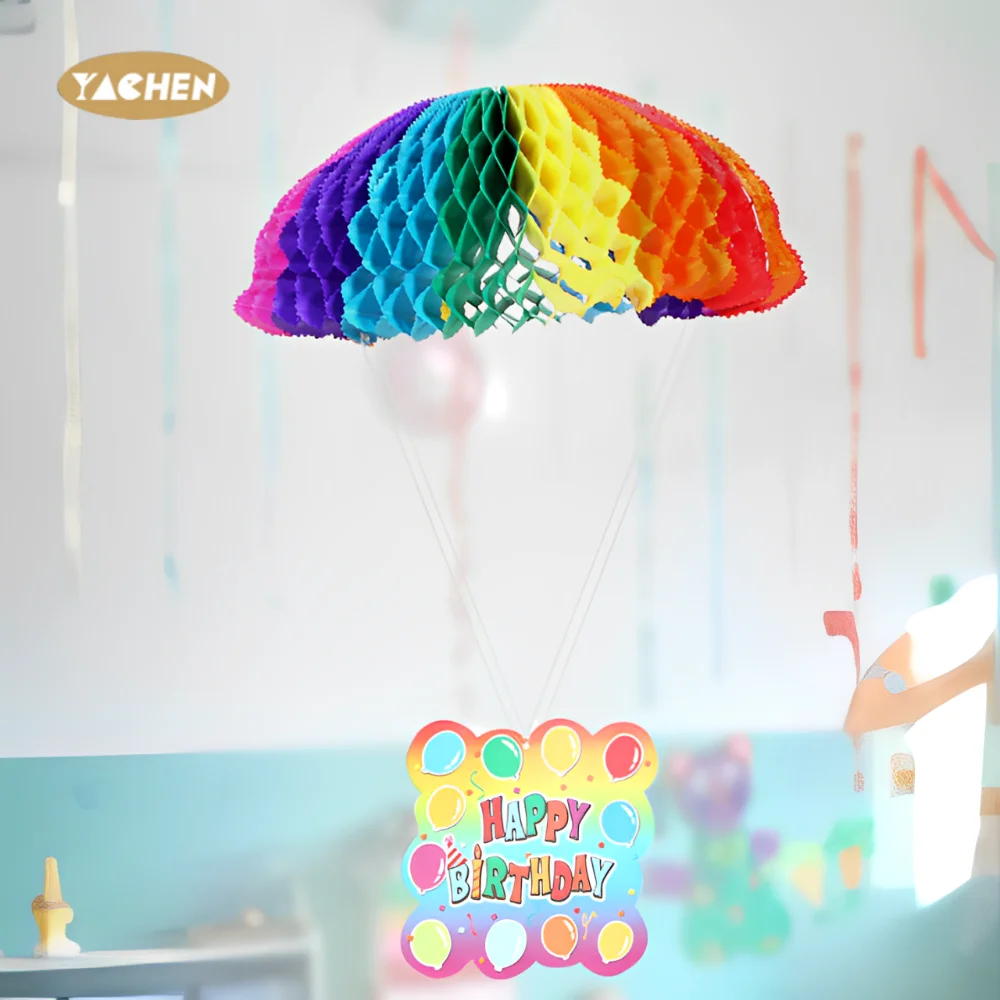 YACHEN Colorful Handmade Rainbow Honeycomb Balls Paper Lanterns Paper Fans for Kids Birthday Party Decoration Supplies
