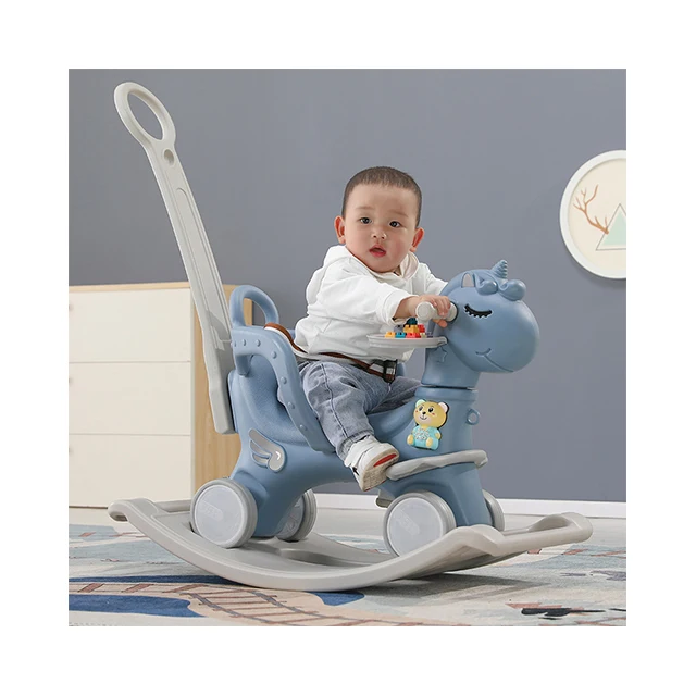 cheap plastic baby unicorn rocking horse 3 in 1 children walker kids ride on Rocking Horse