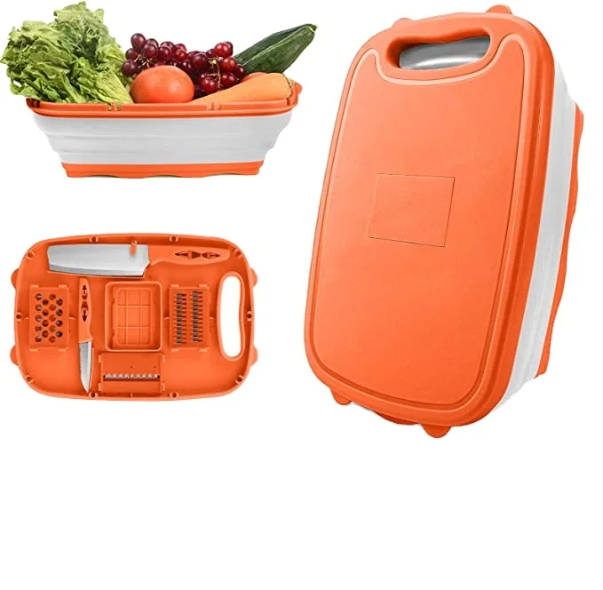 NPOT Maisons Kitchen Accessories Foldable 9-in-1 Multifunctional Chopping Cutting Board Mesh Bag with Vegetable Potato Peeler PC