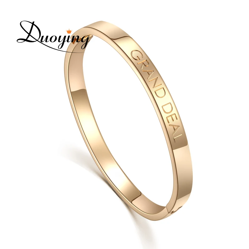 Gold Silver Rose-gold Black Gun  Plated Engraved Copper Bangle for Woman Girls Lover Custom Name Bangle