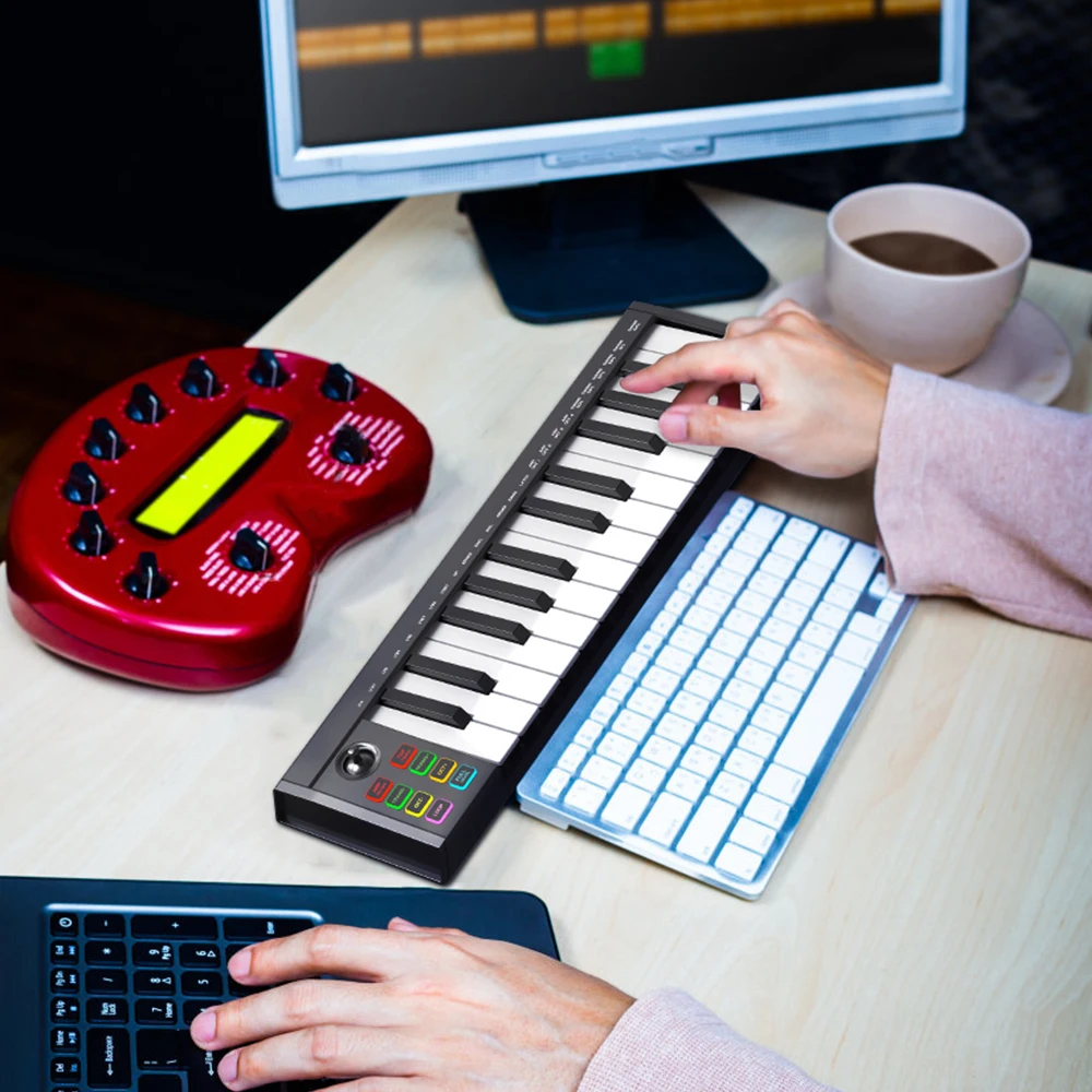 KONIX cheap LED Screen 25 keys MIDI Keyboard electronic piano arranger Computer Music Instruments MIDI controller