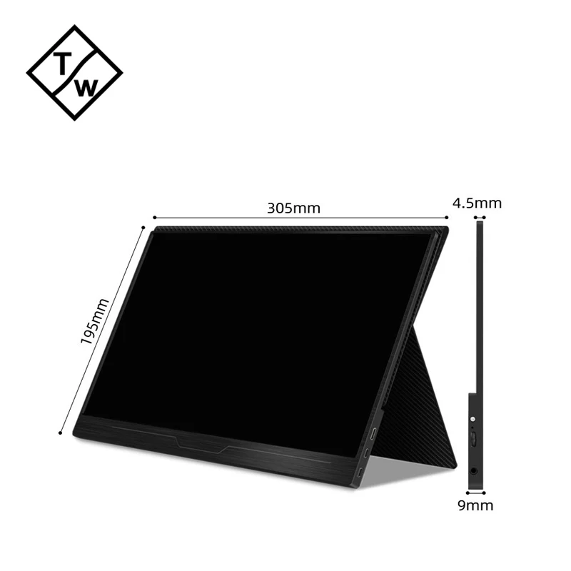 
CNC Casing 13.3 inch Portable TV Monitor with HD PD Type-C inputs Movie Screen 