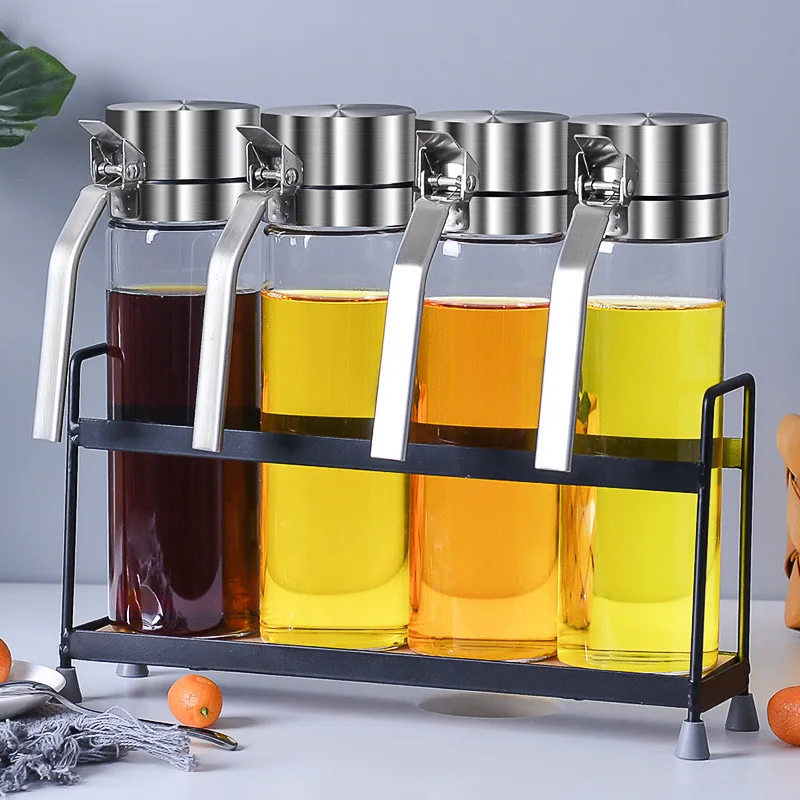 350ml 450ml Kitchen Salt Seasoning Glass Jar Cooking Tools Storage Oil Glass Bottle with Stainless Steel Top