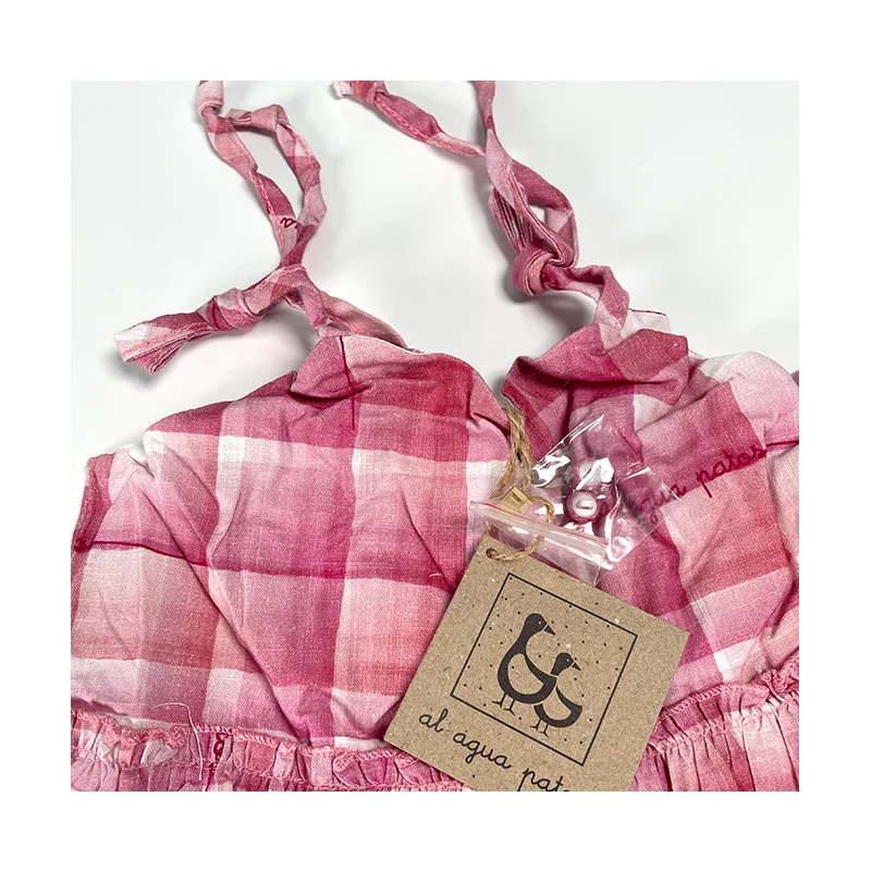 Kids Clothes Wrinkled Cotton Plaid Printing Petal Sleeve Dress Ruffles Baby Girl Dresses Factory Wholesale Price Summer Children