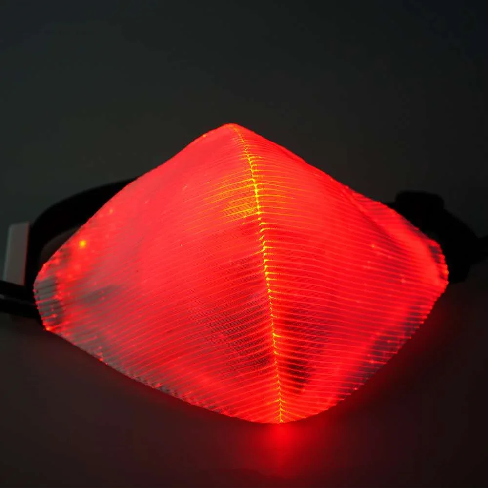 High Brightness Rechargeable Colorful Light Up Dust-proof Fiber Optic Mask Carnival Cosplay Party Halloween luminous led mask