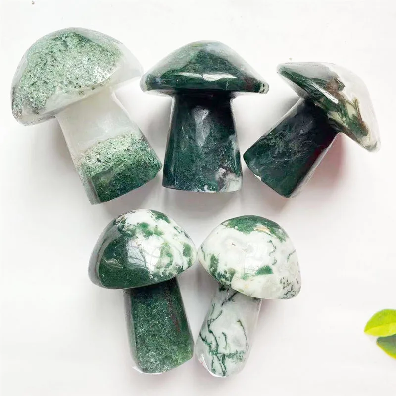 Зеленый мох, агат, кристаллы, гриб, оптовая продажа, прекрасный Натуральный Мох, агат, гриб, кристалл, орнамент для подарка