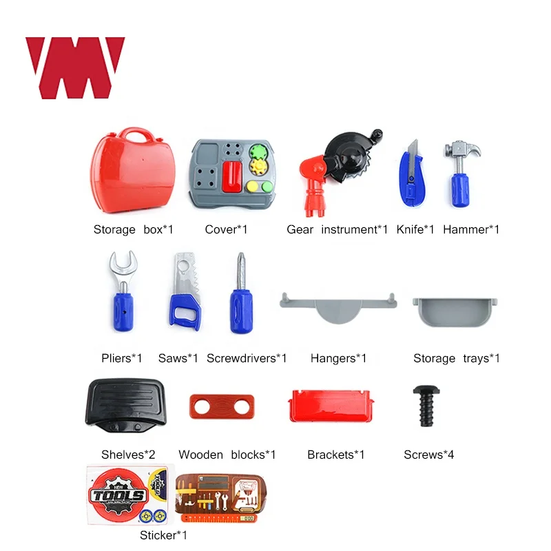 
New kids Tools Kit toys 19pcs plastic Pretend builder tools Construct tool Gifts Educational Toys for Toddler boy and girl 