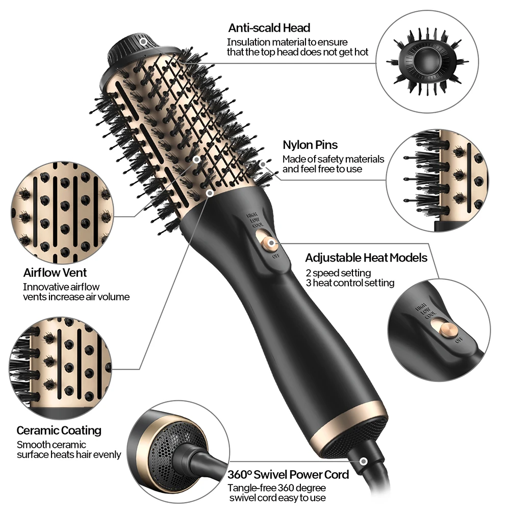 Hot Air Brush Dropshipping Hair Brush Blow Dryer Best Round Brush For Blow Drying