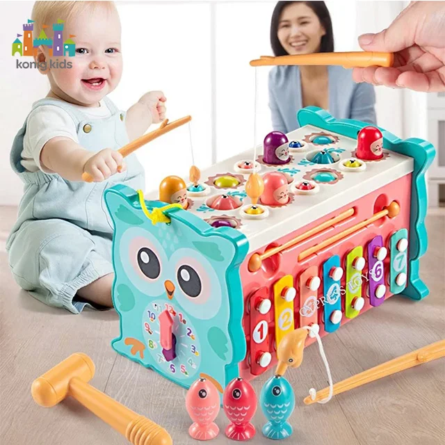 Konig Kids Whac Mole Fishing Toys Percussion Music Polyhedron Activity Cube Music Toys Hammers Kids Educational Toys
