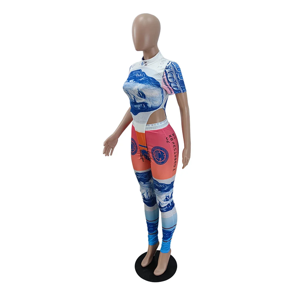 
High Waist Women Stretch Pants Set Bodycon Dollar Two Pants For Women Sets Short Sleeve Two Piece Pant Set Bodysuits 2 Piece 