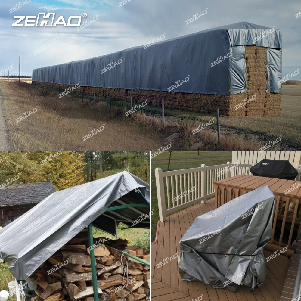 Grey PE Tarp 220gsm Waterproof Tent Covers Polyethylene Sheet Rain Cover