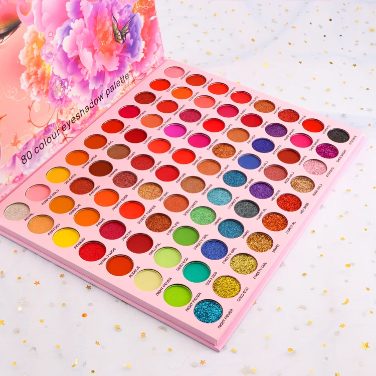 80 Colors Pink Makeup Nude Glitter Shimmer Duochrome  Vegan Eye Shadow Palette