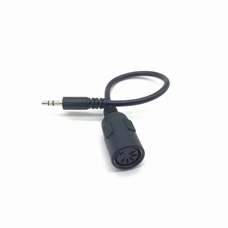 PVC black 5 pin midi female plug to 3.5mm jack stereo plug audio cable