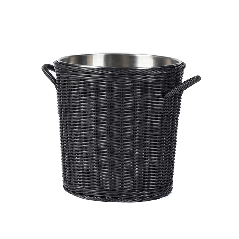 Factory Direct Stainless Steel Rattan Ice Bucket Cooler with LED for Wine Beer Champagne Utensils Included-Party Accessory