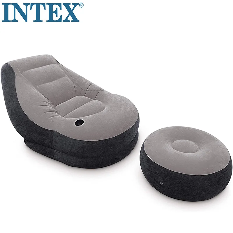 Intex 68564 ультра-лаундж 2 в 1 надувной Флокированный стул с оттоманкой для взрослых 40 дюймов ультра лаундж