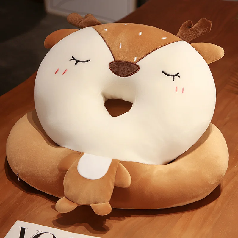 Hot Sale Super Soft Simulation Frog/Elk/Bee Nap Pillow Special Neck Protection Cute Animal Shape Pillow for Students/Workers Nap
