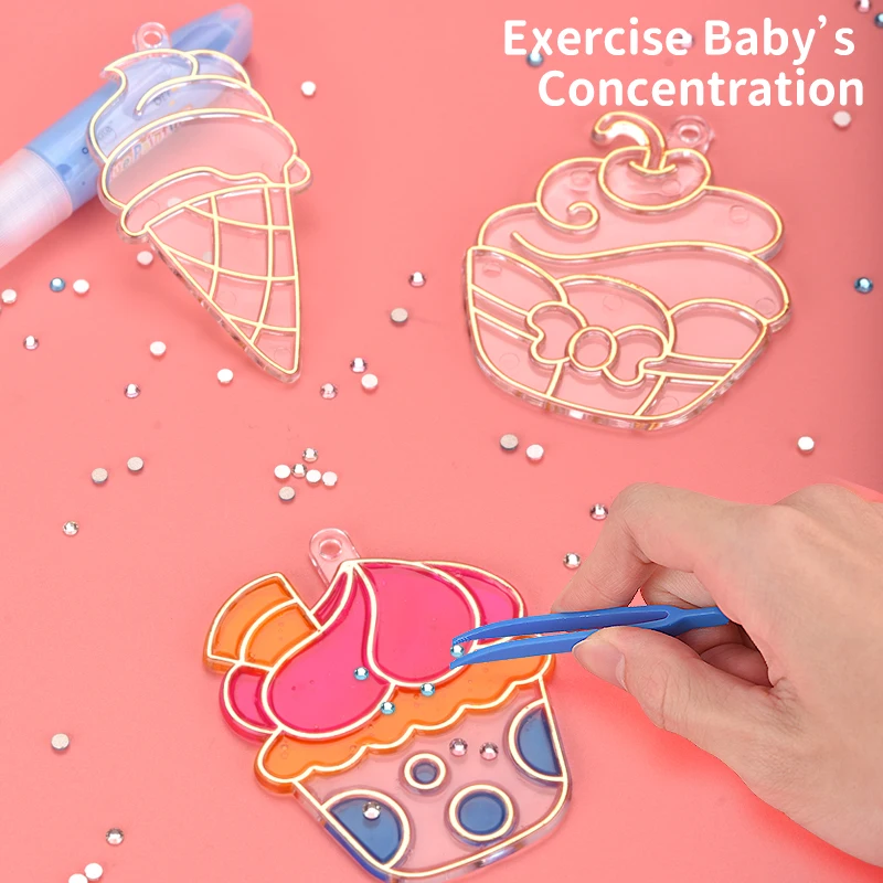 Ice Cream Diamond Glue Painting Window Art Sun Catcher Kids Crafts DIY Creative