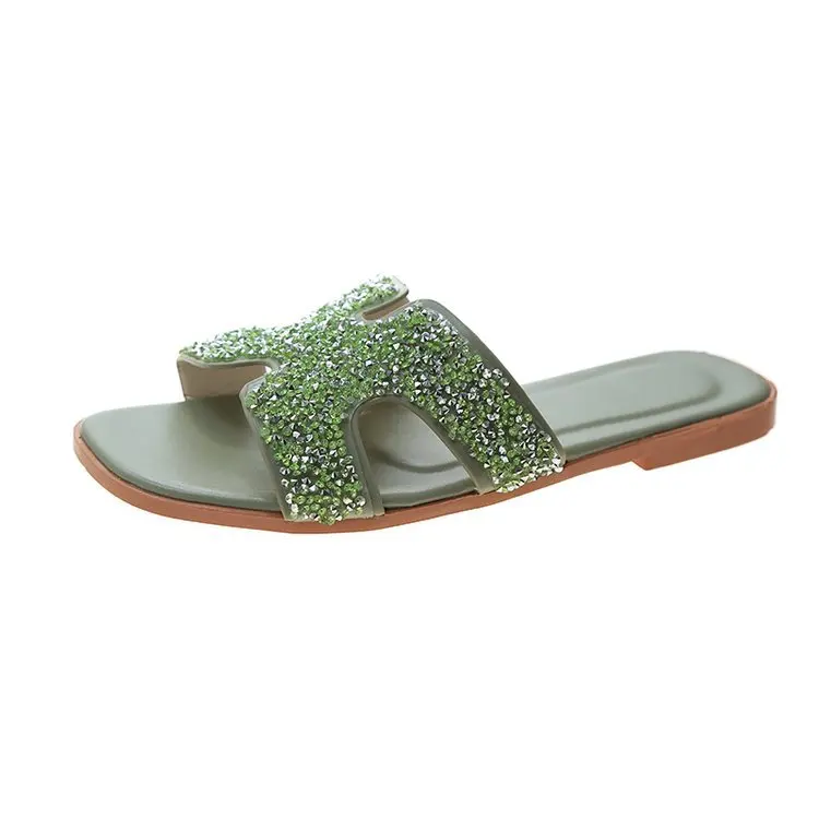Summer fashionable diamond glitter H shape sandals women designer shoes women sandals