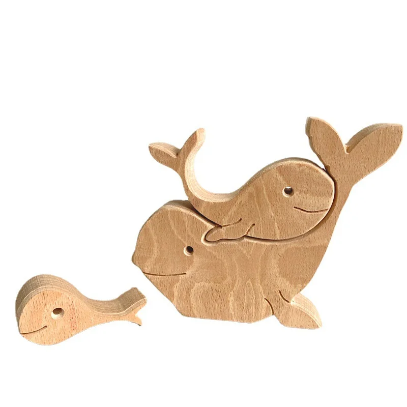 Gift Wood Products Rabbit Elephant Whale Hedgehog Solid Wood Sculpture Wood Statue