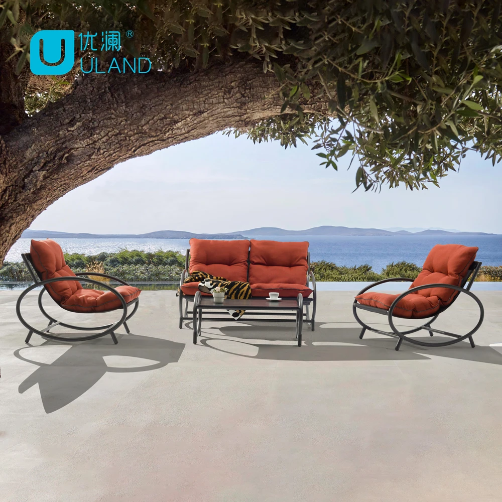 Uland High Quality Outdoor Stainless Steel Outdoor Sofa Set Furniture Waterproof Aluminum Sofa Set Outdoor Sofa