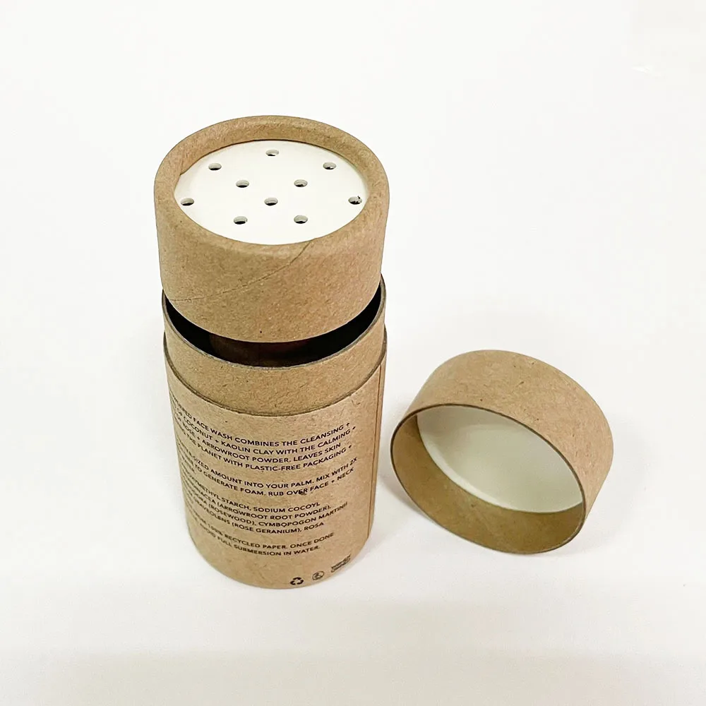 Luxury high quality  kraft paper tube container with shaker cosmetic
