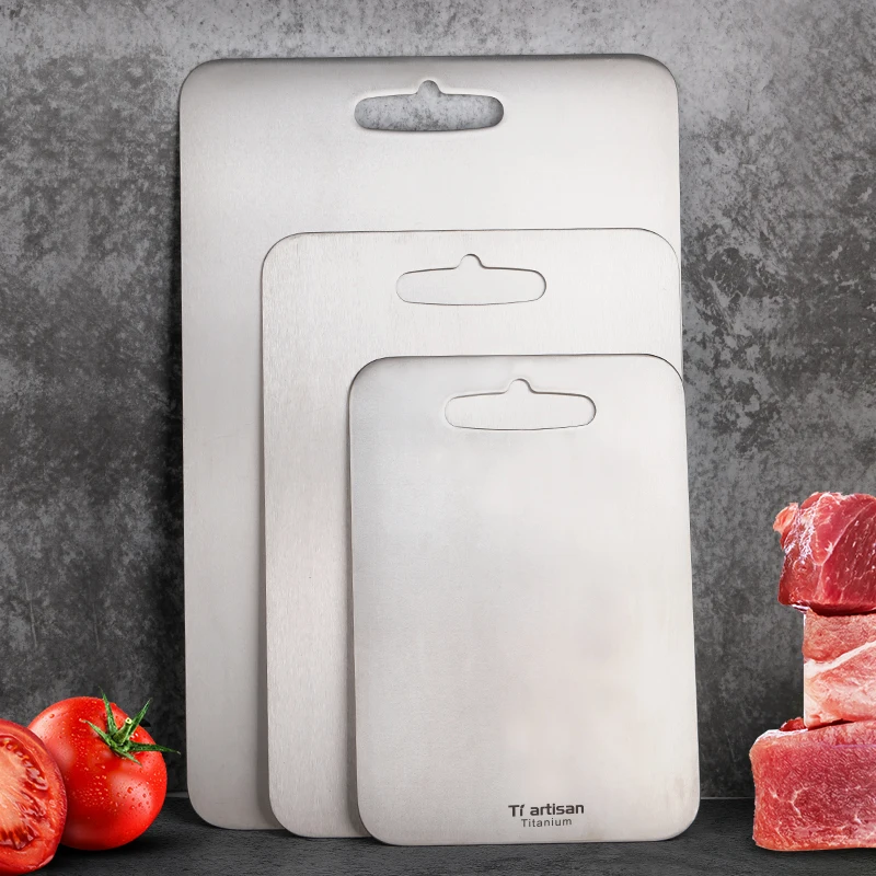 Titanium Cutting Boards Kitchen Double-Sided Chopping Board Portable Food Grade Cutting Mat Serving Tray for Outdoor Camping